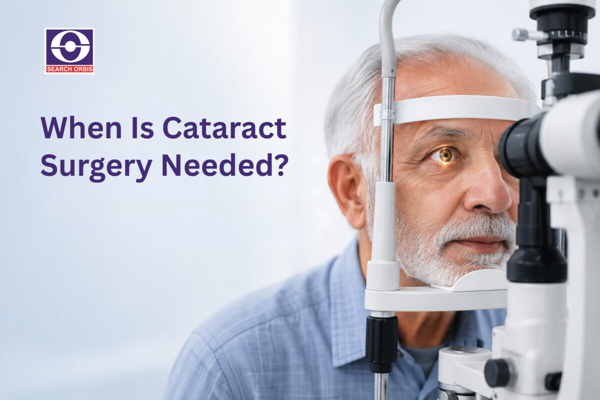 Eye examination to determine when cataract surgery is needed